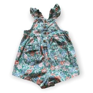 NWT Old Navy Baby All Over Floral Print Ruffle Tank Overalls 0-3 Mon